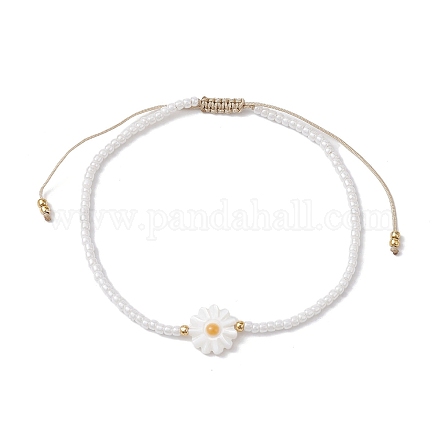 Braccialetti con perline intrecciate con conchiglie naturali e semi di vetro BJEW-JB09921-02-1