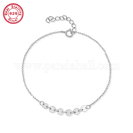 Bracelets à maillons ronds plats en argent sterling 925 rhodié EN4522-4-1