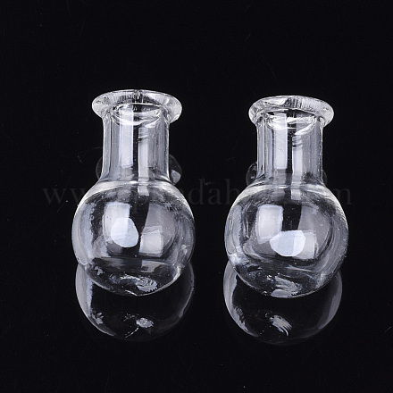 手作りの吹きガラスドームカバー  ボトルペンダント作成用  透明  24.5~25x15mm  半分穴：6mm  ボトル容量：1.8ml（0.06液量オンス） BLOW-T001-14-1