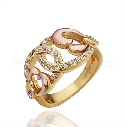 Aleación de estaño magnífico rhinestone checo anillos de dedo corazón hueco para las mujeres RJEW-BB14035-8-1
