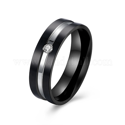 Regalos del día de san valentín anillos de pareja de circonita cúbica de acero de titanio para hombres RJEW-BB16425-9-1