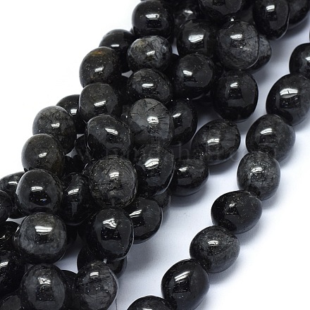 Natur schwarz Rutilquarz Perlen Stränge G-O173-086-1