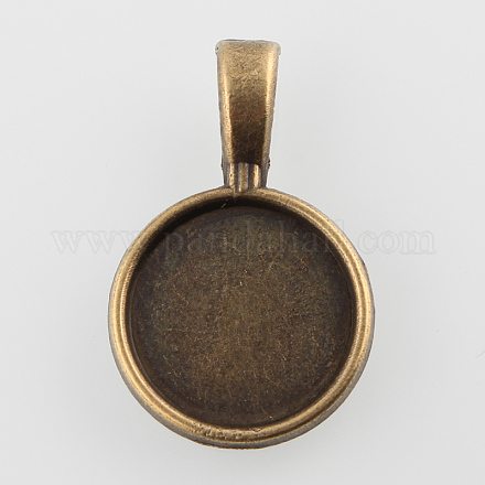 Supports pendant d'alliage cabochon rond plat PALLOY-N0088-27AB-NF-1