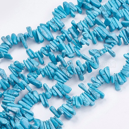 Dyed Natural Howlite Chip Beads Strands X-G-R191-12-1
