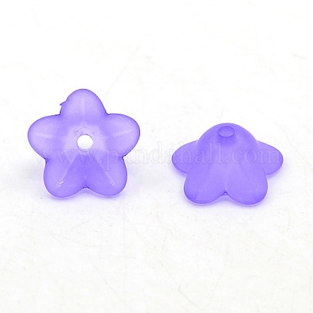 Chunky Indigo Transparent Frosted Flower Acrylic Beads X-PL560-13-1