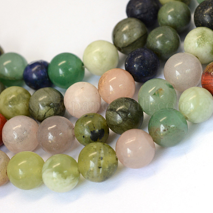 Chapelets de perles rondes en pierre mélangée naturelle X-G-E334-10mm-23-1