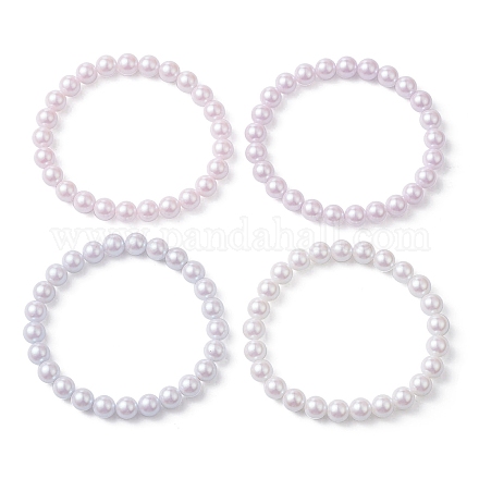 Bracelets extensibles en perles d'imitation en plastique pom BJEW-JB09517-1