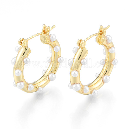 ABS Plastic Pearl Beaded Hoop Earrings for Women EJEW-N011-92-1