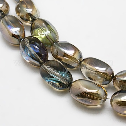Plaqué plein arc-en-verre de cristal ovales brins de perles X-EGLA-F026-A03-1