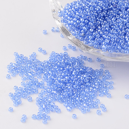 Perles de rocaille rondes en verre bleu bleuet 11/0 grade a X-SEED-Q011-F513-1