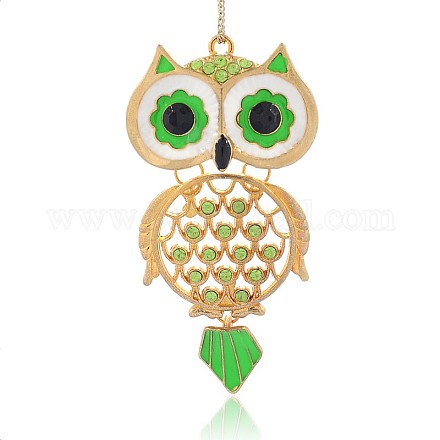 Golden Plated Alloy Enamel Owl Neckalce Big Pendants for Halloween Jewelry ENAM-J039-04G-1