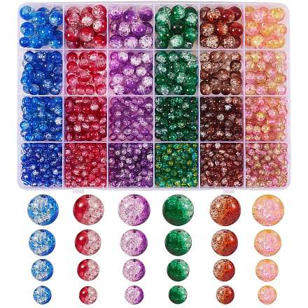1500 pièces 24 styles de cuisson et perles de verre craquelées peintes à la bombe CCG-SZ0001-13A-1