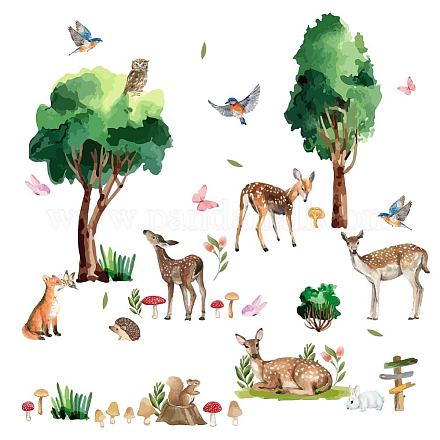 SUPERDANT Woodland Animals Wall Decal Removable Wall Stickers Trees Wall Sticker Home Decor Wall Art Sticker DIY Art PVC Wall Decal Peel and Stick Decals DIY-WH0228-672-1