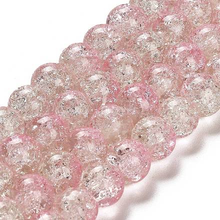 Chapelets de perles en verre craquelé peints à la bombe CCG-Q002-10mm-01-1