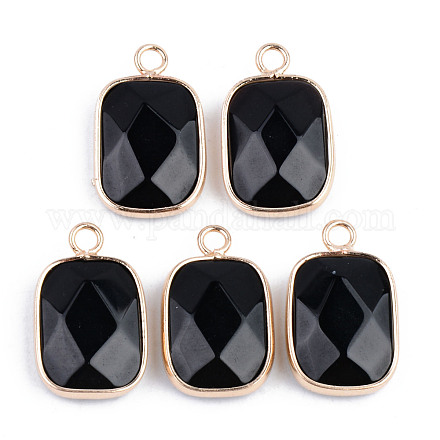 Faceted Natural Black Stone Pendants G-S359-179B-1