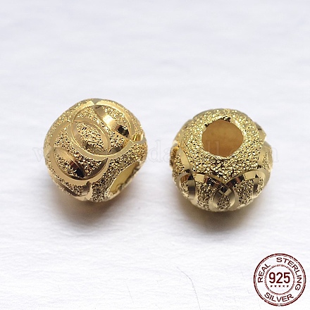 Echte 18 Karat vergoldete Unterlegscheibe mit 925 strukturierten Perlen aus Sterlingsilber STER-M101-02-7mm-1