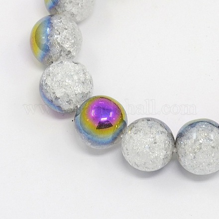 Round Half Electroplate Crackle Quartz Beads Strands G-P060-6mm-03-1