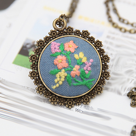 Набор для изготовления ожерелья с цветочным кулоном для вышивки своими руками HUDU-PW0001-065C-1