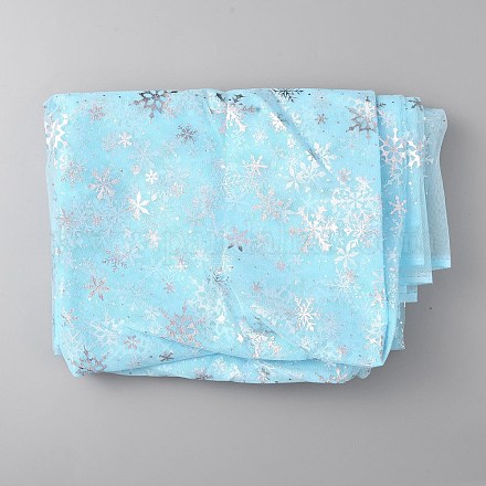 Tissu à mailles en polyester à motif de flocons de neige DIY-WH0304-672B-1