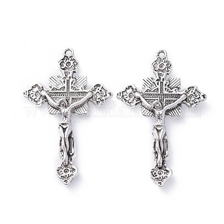 Antique Silver Tibetan Style Crucifix Cross Pendant X-LF1573Y-1