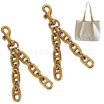 UNICRAFTALE 2Pcs Bag Extender Chains Alloy Mariner Purse Chain 12cm Antique Golden Double Layer Shoulder Bag Strap Extender Chains with Swivel Lobster Claw Clasp for Bag Straps Replacement Accessories DIY-WH0449-55AG-1