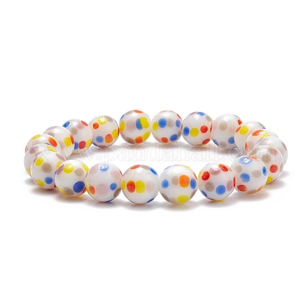 Bracelet extensible à perles rondes à motif de pois pour femme BJEW-JB08225-1