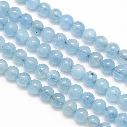 Aigue-marine naturelle chapelets de perles rondes G-N0081-5mm-03-1