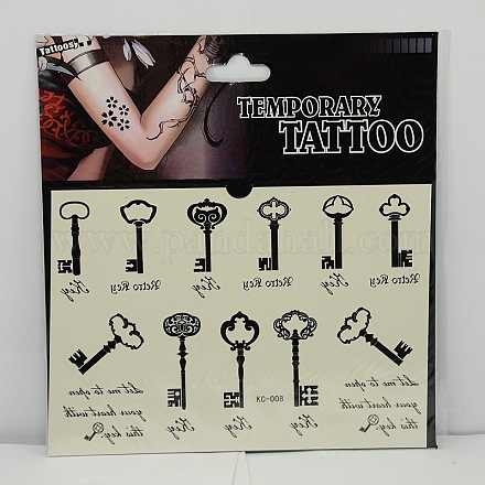 Art de corps au frais mixtes formes Skeleton Key amovible faux tatouages ​​temporaires autocollants en papier AJEW-O006-14-1