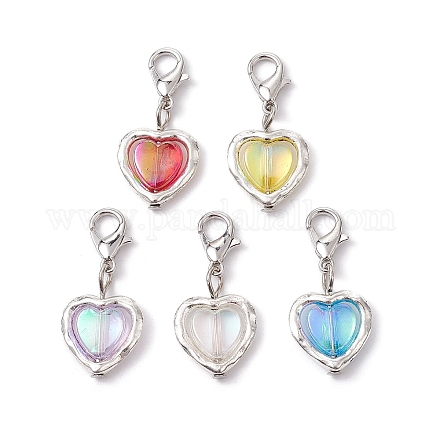 Décorations pendantes en alliage de cœur et en acrylique HJEW-JM01642-1