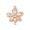 Brass Micro Pave Cubic Zirconia Connector Charms, with Glass, Leaf Links, Real 18K Gold Plated, Clear, 22x18x3mm, Hole: 1mm