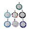 304 Stainless Steel Pendants, with Glass Beads, Ion Plating(IP), Flat Round with Sage, Stainless Steel Color, Mixed Color, 27.5x28x3.5mm, Hole: 8x4mm