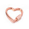 Alloy Heart-shaped Locking Carabiner Clasps, Quick Links, Rose Gold, 30x28mm