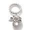Brass with Cubic Zirconia Pendants, with ABS Imitation Pearl, Flower, Platinum, 32mm