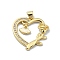 Brass Micro Pave Clear Cubic Zirconia Pendants, with Sythetic Opal, Heart, Real 18K Gold Plated, Lip, 23.5x24.5x3.5mm, Hole: 3.5x4mm