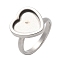 304 Stainless Steel Ring Components, Pad Ring Setting, Heart, Stainless Steel Color, Tray: 12x12mm, Inner Diameter: 17mm