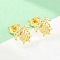 Brass Stud Earrings, Tortoise, Long-Lasting Plated, Rack Plating, Lead Free & Cadmium Free, Real 18K Gold Plated, 11x10mm