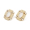 Ion Plating(IP) 304 Stainless Steel Rectangle Stud Earrings, with Glass & Imitation Pearl Plastic, Real 18K Gold Plated, WhiteSmoke, 21.5x18mm
