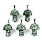 Natural Green Spot Jasper Pendants, with Stainless Steel Snap On Bails, Mushroom Shaped, 24~25x16mm, Hole: 5x3mm