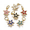 Brass Micro Pave Cubic Zirconia Pendants, with Enamel, Star, Golden, Mixed Color, 11x9x2mm, Hole: 3mm