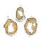 Dyed Natural Druzy Agate links, with Brass Edged, Silver Color Plated, Dark Goldenrod, 36.5~79x21~44x6.5~9mm, Hole: 2.5mm