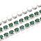 Iron Rhinestone Cup Chains, with Spool, Silver, Sea Green, 2~2.5x2~2.5x2~2.5mm, about 30.00 Feet(9.14m)/Roll
