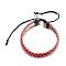 Adjustable Braided Leather Cord Bracelets, FireBrick, 2-1/2 inch(66mm)
