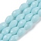 Opaque Solid Color Beads Strands, Faceted, Teardrop, Pale Turquoise, 15x10mm, Hole: 1.6mm, about 46~48pcs/strand, 27.95 inch(71cm)