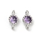 Brass Cubic Zirconia Flat Round Connector Charms, Rack Plating, Long-Lasting Plated, Platinum, Purple, 9x4.5~5x3mm, Hole: 1mm