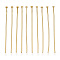 Brass Flat Head Pins, Long-Lasting Plated, Real Gold Plated, Nickel Free, Real 18K Gold Plated, 40x0.7mm, head: 2mm, 333pcs/bag.