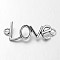 Tibetan Style Alloy Word Love Links connectors, Cadmium Free & Nickel Free & Lead Free, Antique Silver, 16x40x2mm, Hole: 3mm, about 366pcs/1000g