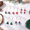 5 Pairs Christmas Theme Brass Glass Dangle Earrings, Mixed Shapes, Golden, 58~64x10~15mm