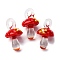 Handmade Lampwork Pendants, Bumpy, Mushroom, Red, 24.5~29.5x15~18.5mm, Hole: 2~5mm