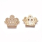 Brass Micro Pave Cubic Zirconia Links connectors, Crown, Clear, Golden, 15x18x1.5mm, Hole: 0.8mm