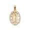 Brass Cubic Zirconia Pendants, Long-Lasting Plated, Oval with Holy Virgin Charms, Golden, Clear, 21x14x3mm, Hole: 6x3mm